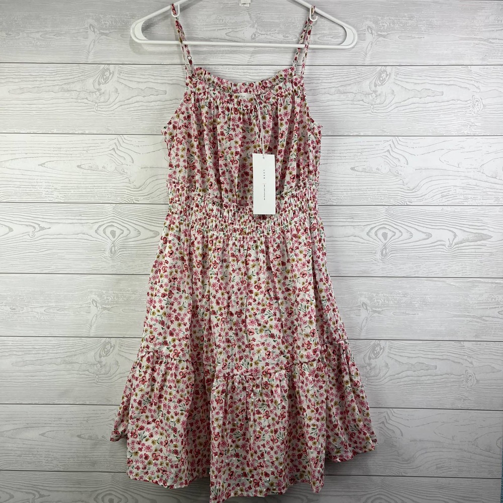 Lush Sweetheart Microfloral Midi Dress Womens Size Small Boho Sleeveless Dress
